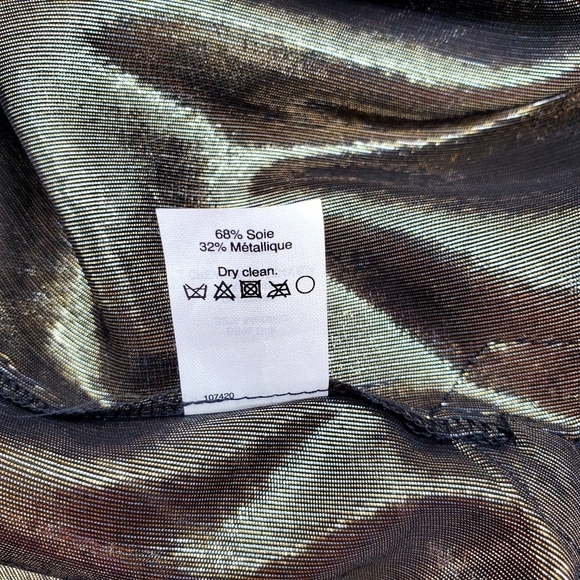 J.Crew Metallic Gold Silk Mix Long Sleeve Pullover Blouse - Picture 6 of 7